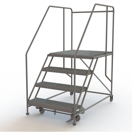 Plateforme de travail mobile, Acier, 4 Marches, 40" ha, 36" p, 36" Marche, Stri&eacute; Maritime Industrial Rubber
