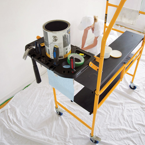 Jobsite Series 4' Safety Rail & Tool Shelf Scaffold Kit, Steel Frame, 49-1/2" D x 57-3/4" H Maritime Industrial Rubber