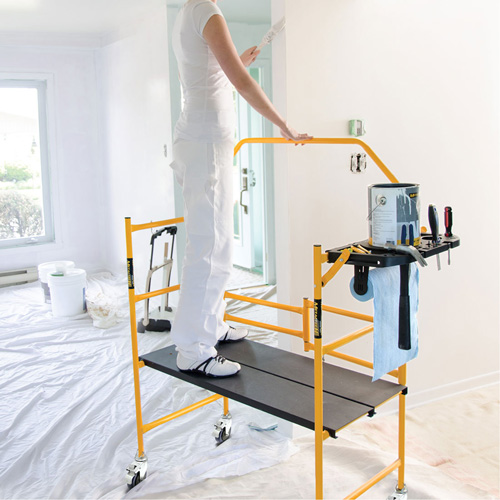 Jobsite Series 4' Safety Rail & Tool Shelf Scaffold Kit, Steel Frame, 49-1/2" D x 57-3/4" H Maritime Industrial Rubber
