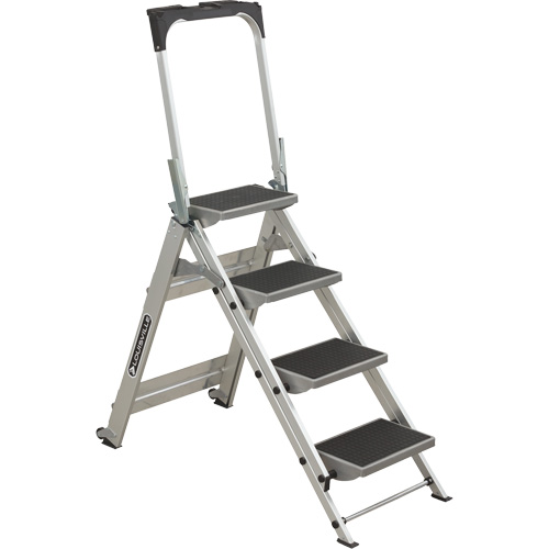 &eacute;chelle escabeau avec roues pivotantes, 4 marches, 44,25" x 22,13" x Hauteur 59" Maritime Industrial Rubber