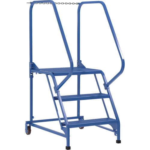 &eacute;chelle d'entretien, 3 marches, Largeur de la marche 23-9/16", Hauteur de la plateforme 30", Acier Maritime Industrial Rubber