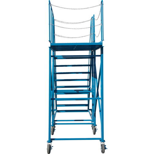 &eacute;chelle &agrave; neige, Acier, 10 Marches, 99" ha, 85-1/2" p, 48" Marche, Stri&eacute; Maritime Industrial Rubber