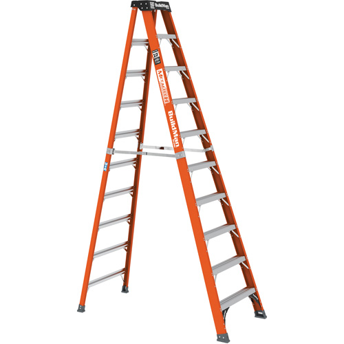 Step Ladder, 10', Fibreglass, 375 lbs. Capacity, Type 1AA Maritime Industrial Rubber
