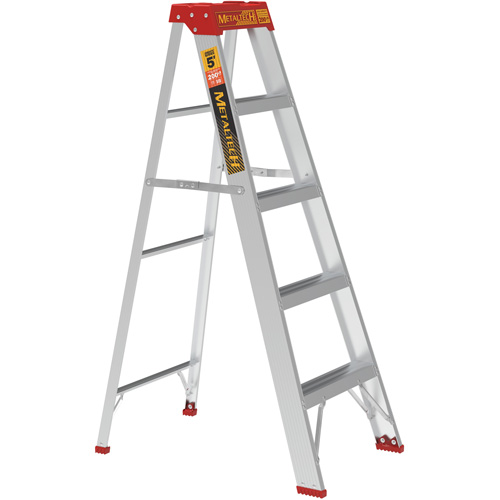 Step Ladder, 5', Aluminum, 200 lbs. Capacity, Type 3 Maritime Industrial Rubber
