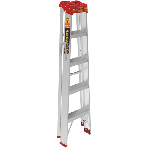 Step Ladder, 5', Aluminum, 200 lbs. Capacity, Type 3 Maritime Industrial Rubber