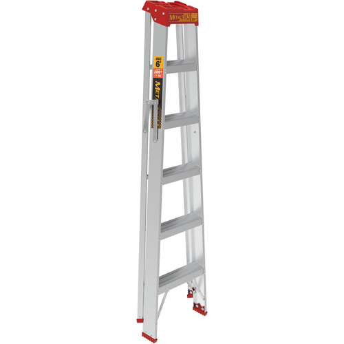 Step Ladder, 6', Aluminum, 200 lbs. Capacity, Type 3 Maritime Industrial Rubber