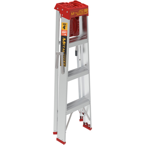 Step Ladder with Paint Tray, 4', Aluminum, 200 lbs. Capacity, Type 3 Maritime Industrial Rubber