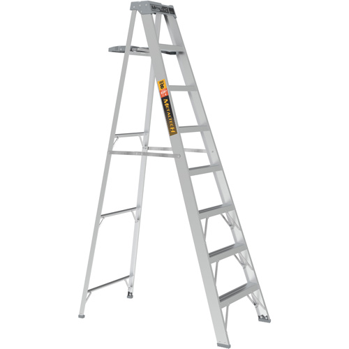Step Ladder with Paint Tray, 8', Aluminum, 225 lbs. Capacity, Type 2 Maritime Industrial Rubber