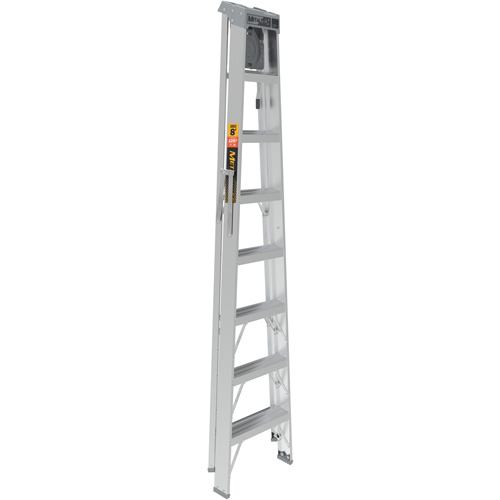 Step Ladder with Paint Tray, 8', Aluminum, 225 lbs. Capacity, Type 2 Maritime Industrial Rubber