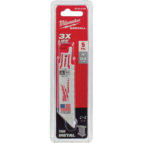 Sawzall&reg; Reciprocating Saw Blades, Bi-Metal, 24 TPI, 4" L x 3/4" W Maritime Industrial Rubber