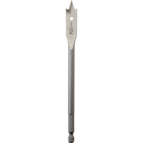 Flat Boring Bit, 1/2" Diameter, 1/4" Hex Shank, 6" Length Maritime Industrial Rubber