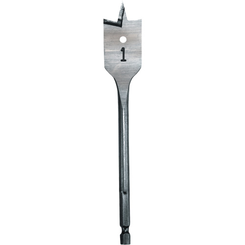 Flat Boring Bit, 1" Diameter, 1/4" Hex Shank, 6" Length Maritime Industrial Rubber