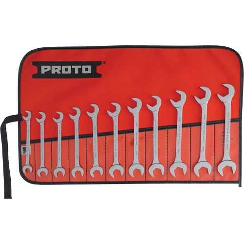 11-Piece Angled Open-End Wrench Set, Polished Maritime Industrial Rubber