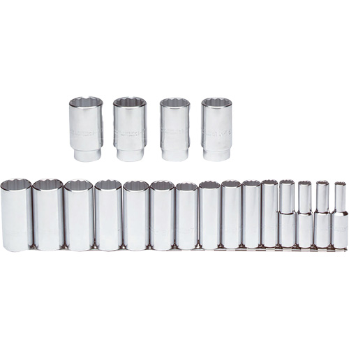 Jeu de douilles, 19 Mcx, Prise de 1/2", Profond Maritime Industrial Rubber