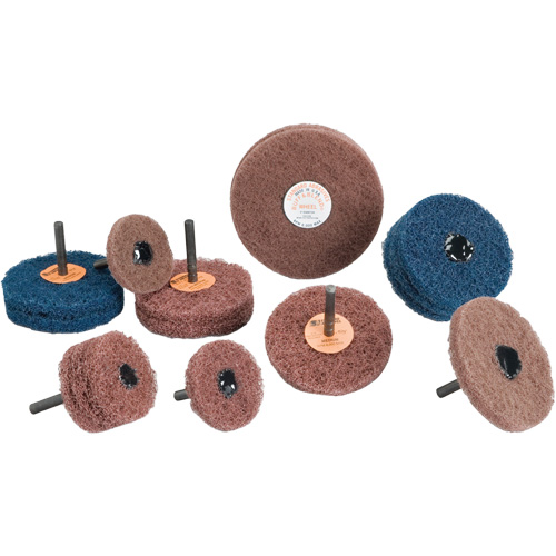 Standard Abrasives Buff & Blend Wheel, 3" Dia. x 1/4" W, 1/4" Arbor, Aluminum Oxide Maritime Industrial Rubber