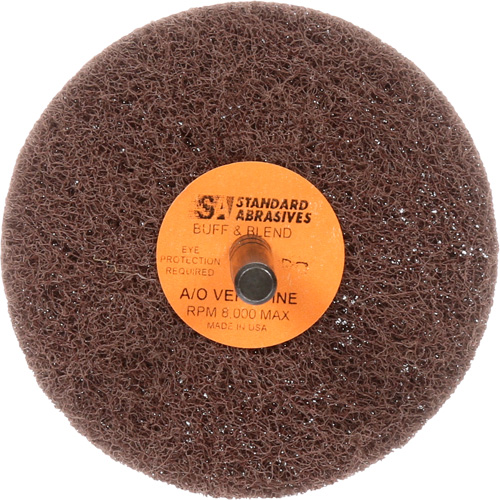 Standard Abrasives Buff & Blend Wheel, 3" Dia. x 1" W, 1/4" Arbor, Aluminum Oxide Maritime Industrial Rubber