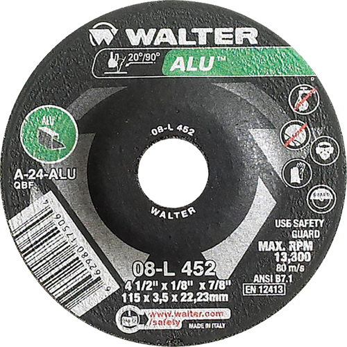 Meules &agrave; moyeu d&eacute;port&eacute; - Aluminium type 27, 4-1/2" x 1/8", Arbre de 7/8", Type 27 Maritime Industrial Rubber