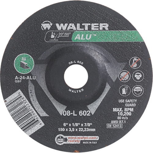 Depressed Centre Grinding Wheels - Aluminium Type 27, 6" x 1/8", 7/8" Arbor, Type 27 Maritime Industrial Rubber