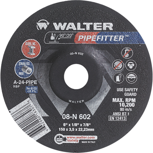 PIPEFITTER Grinding Wheel, 7" x 1/8", 7/8" Arbor, Type 27 Maritime Industrial Rubber