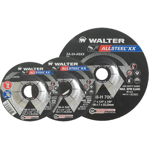 Meules &agrave; moyeu d&eacute;port&eacute; ALLSTEEL Xtra, 9" x 1/4", Arbre 7/8", Type 27 Maritime Industrial Rubber