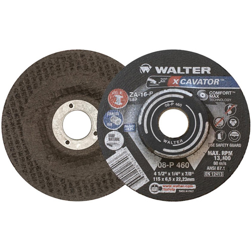 Meule XCAVATOR, 4-1/2" x 1/4", Arbre 7/8", Zirconium, Type 27 Maritime Industrial Rubber
