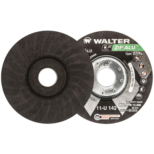 Meule &agrave; tronçonner Zip Alu, 4-1/2" x 3/64", Arbre de 7/8", Type 27, Oxyde d'aluminium, 13 300 Tr/min Maritime Industrial Rubber