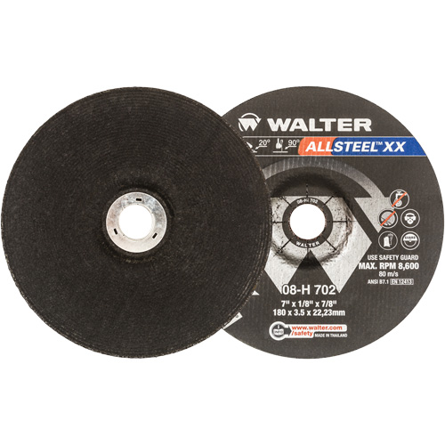 ALLSTEEL XX Depressed Centre Grinding Wheels, 7" x 1/8", 7/8" Arbor, Type 27 Maritime Industrial Rubber