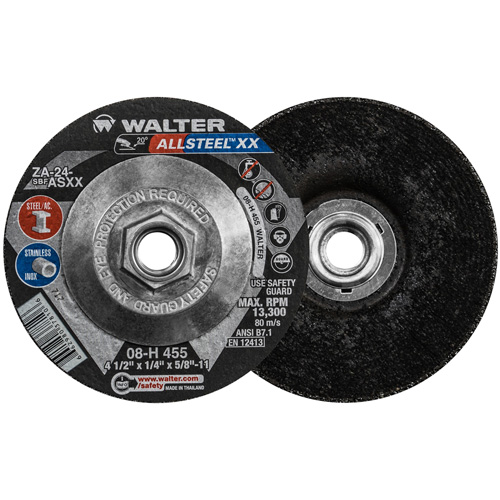 Meule HP XX, 4-1/2" x 1/4", Arbre 5/8"-11, Oxyde d'aluminium, Type 27 Maritime Industrial Rubber