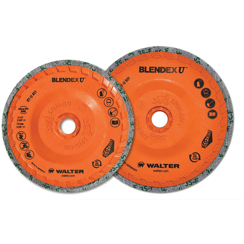 Brosse coupe de finition Blendex U, 4-1/2" dia., Grain Fin, Carbure de silicium Maritime Industrial Rubber