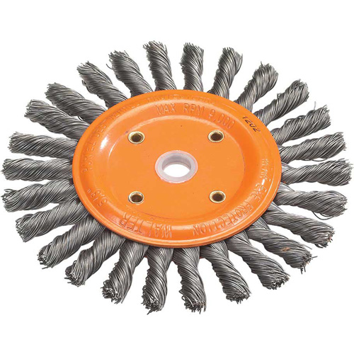 Knot-Twisted Wire Bench Wheel, 8" Dia., 0.0118" Fill, 5/8" Arbor, Steel Maritime Industrial Rubber