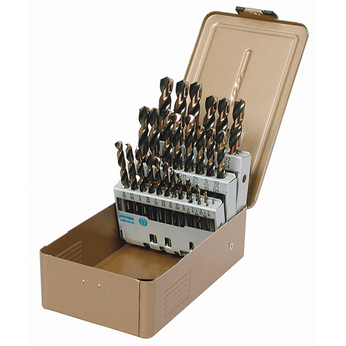 Jobber Length Drill Set, 15 Pieces, High Speed Steel Maritime Industrial Rubber