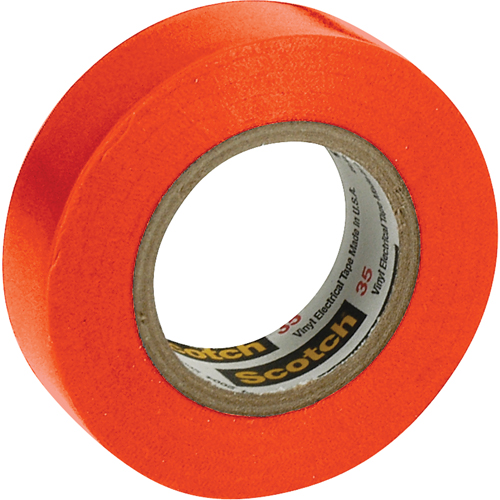 Scotch&reg; 35 Colour Coded Tape, 12.7 mm (1/2") x 20.1 m (66'), Orange, 7 mils Maritime Industrial Rubber