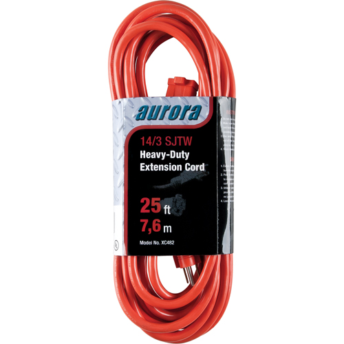 Vinyl Extension Cord, Outdoor, SJTW, 14/3 AWG, 15 A, 25' Maritime Industrial Rubber
