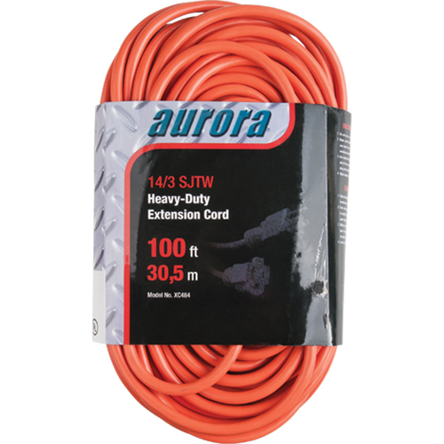 Vinyl Extension Cord, Outdoor, SJTW, 14/3 AWG, 13 A, 100' Maritime Industrial Rubber
