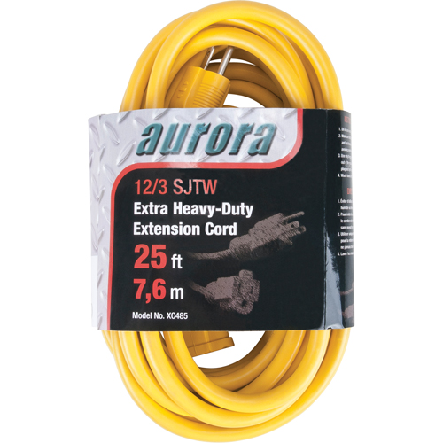 Vinyl Extension Cord, Outdoor, SJTW, 12/3 AWG, 15 A, 25' Maritime Industrial Rubber
