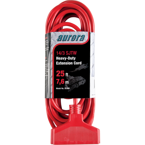 Vinyl Extension Cord, Outdoor, SJTW, 14/3 AWG, 15 A, 3 Outlet(s), 25' Maritime Industrial Rubber