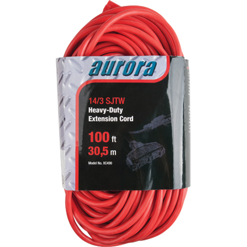 Vinyl Extension Cord, Outdoor, SJTW, 14/3 AWG, 13 A, 3 Outlet(s), 100' Maritime Industrial Rubber
