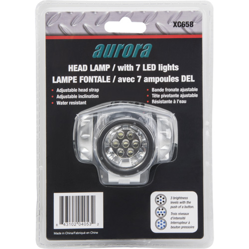 Lampe frontale, DEL, 28 lumens, 20 hres de fonctionnement, piles AAA Maritime Industrial Rubber