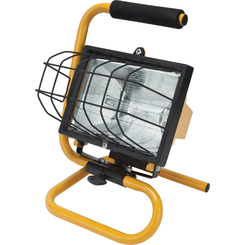 Portable Work Light, Halogen, 500 W, 8000 Lumens, Steel Housing Maritime Industrial Rubber
