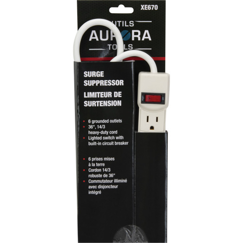 Limiteur de surtension, 6 Prises, 200 J, 1875 W, Cordon 3' Maritime Industrial Rubber