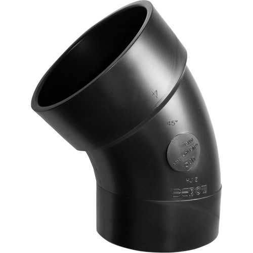 Long Radius 45° Sanitary Street Elbow Fitting, Spigot x Hub, Plastic, 4" Maritime Industrial Rubber