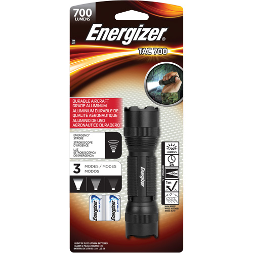 TAC 700 Flashlight, LED, 700 Lumens, CR123 Batteries Maritime Industrial Rubber