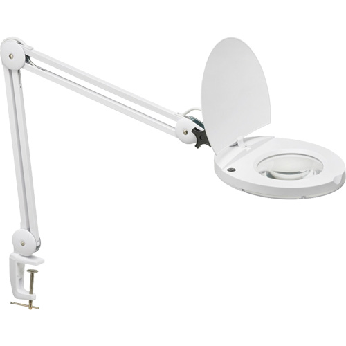 LED Magnifier with A-Bracket, 3 Diopter, LED Light, 47" Arm, C-Clamp, White Maritime Industrial Rubber