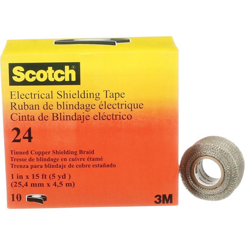 Scotch&reg; Electrical Shielding Tape, 25.4 mm (1") x 4.6 m (15'), Black, 16 mils Maritime Industrial Rubber