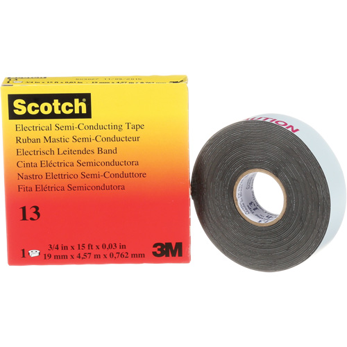 Scotch&reg; Electrical Semi-Conducting Tape, 19 mm (3/4") x 4.6 m (15'), Black, 30 mils Maritime Industrial Rubber