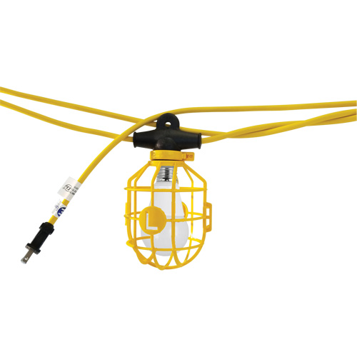 LED Bulb Stringlights with Connector, 10 Lights, 1200" L, Plastic Housing Maritime Industrial Rubber