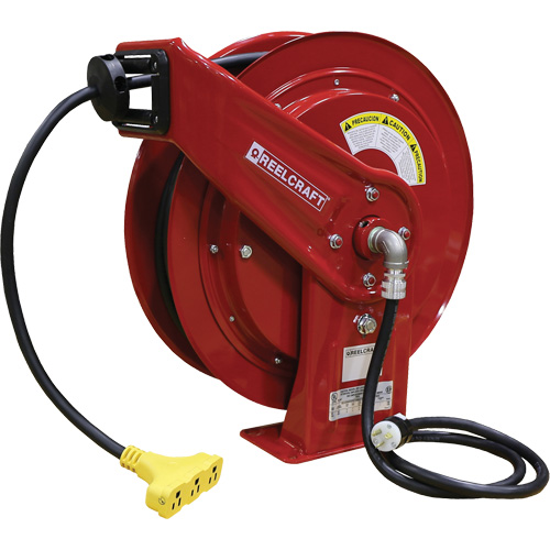 70000 Power Cord Reel, 100', SEOOW, 12 Gauge, 15 A Maritime Industrial Rubber