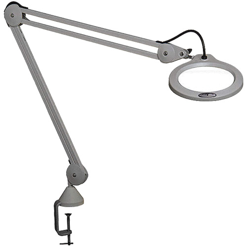 Magnifying Lamp, 5 Diopter, LED Light, 45" Arm, C-Clamp, Grey Maritime Industrial Rubber