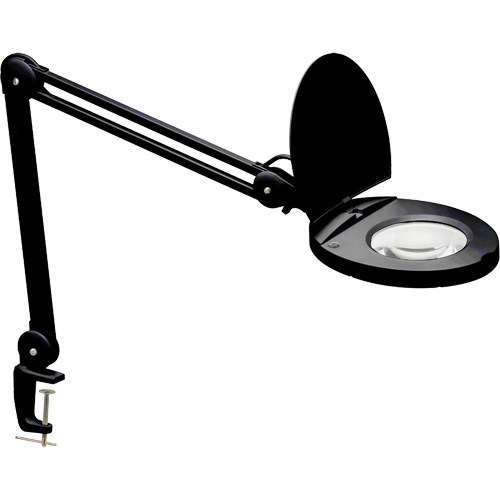 Lampe loupe ajustable, Dioptrie 5, Ampoule DEL, Bras de 47", Pinces serre-joints, Noir Maritime Industrial Rubber