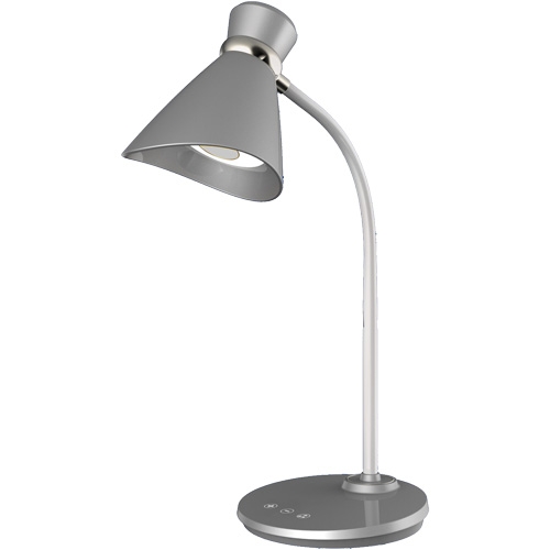 Lampe de bureau, 6 W, DEL, Col 16", Argent Maritime Industrial Rubber
